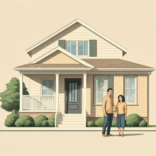 Happy inclusive family in front of their new home